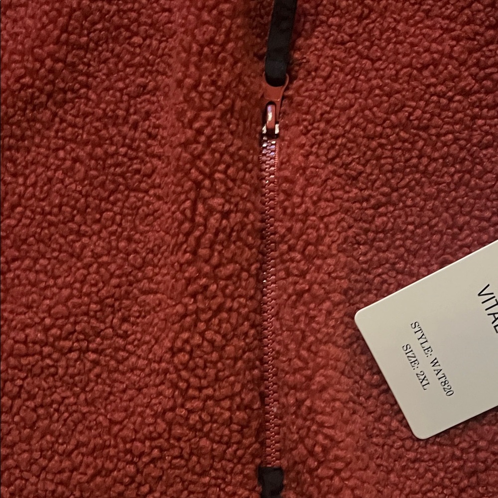 😻PLUS SIZE Rust colored Fleece Pullover with Button Collar - Picture 6 of 14